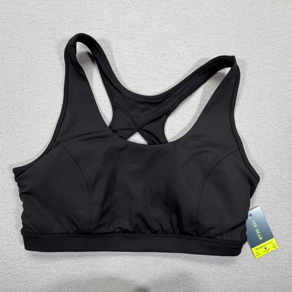 Tek Gear Womens Sports Bra NWT Regular Black Keyhole Racerback XL